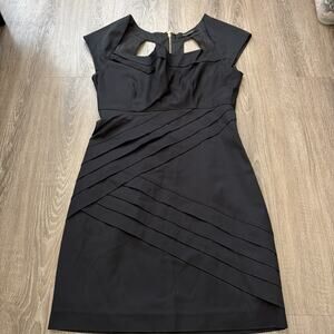 Black Halo Pleated Cutout Back Alice Fitted Cap Sleeve Sheath Mini Dress 10